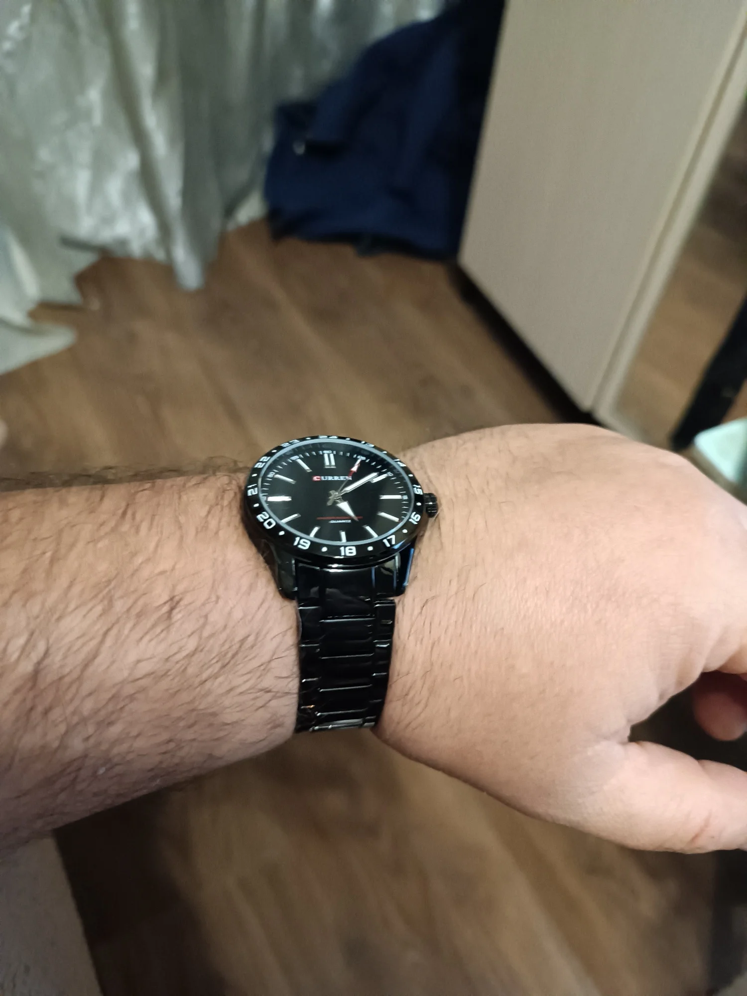 Curren 8452 relógio de quartzo masculino simples moda lazer relógio de negócios preto prateado pulseira de aço inoxidável relógio de pulso para masculino photo review