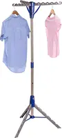 Tripod Clothes Drying Rack, blue, foldable design, ideal for air drying or storage. 1