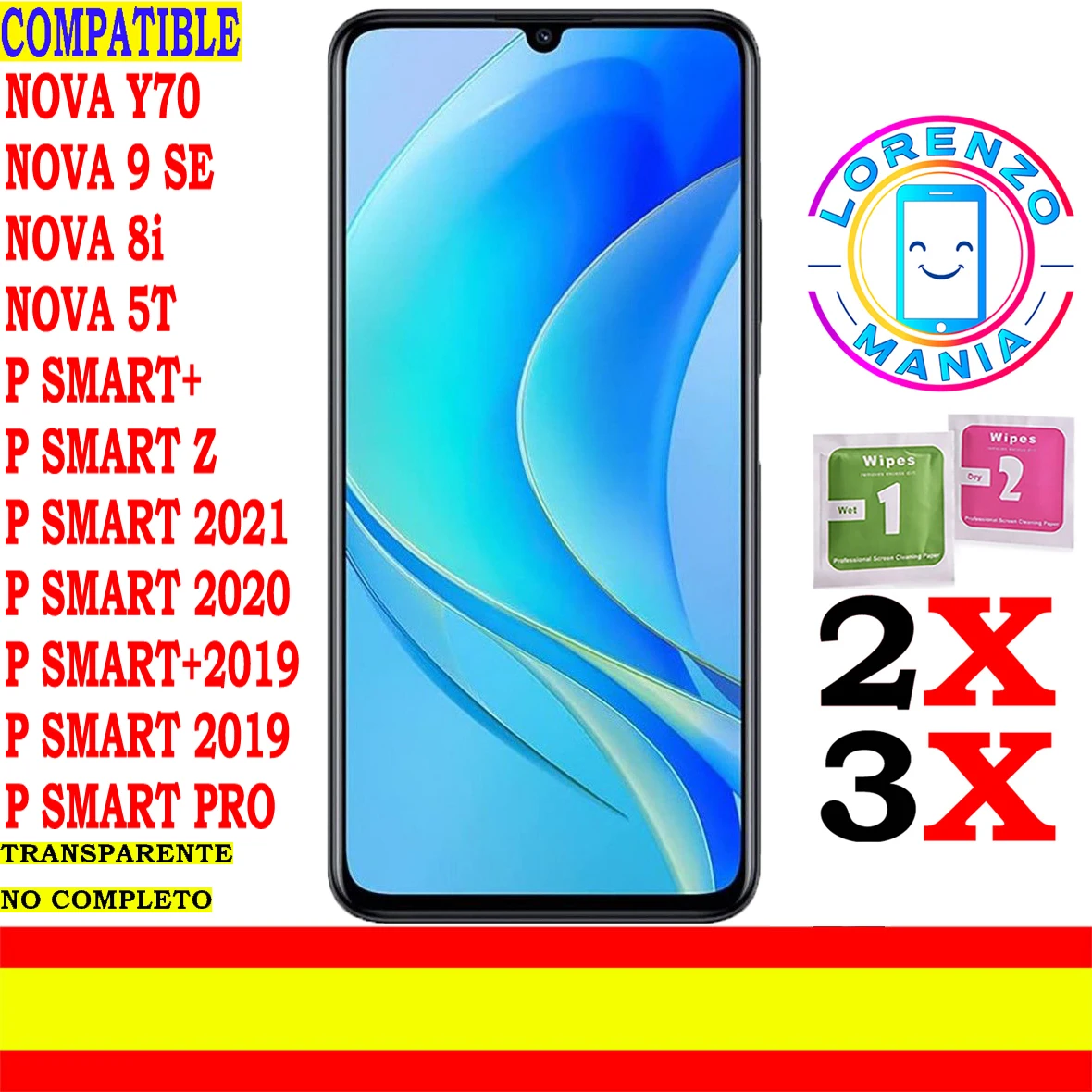 Compatibile Huawei Nova Y70, Nova 9 Se, Nova 8I, Nova 5T, P Smart Plus, P Smart Z, P Smart 2021, P Smart 2020, Pellicola Salvaschermo Generica P Smart