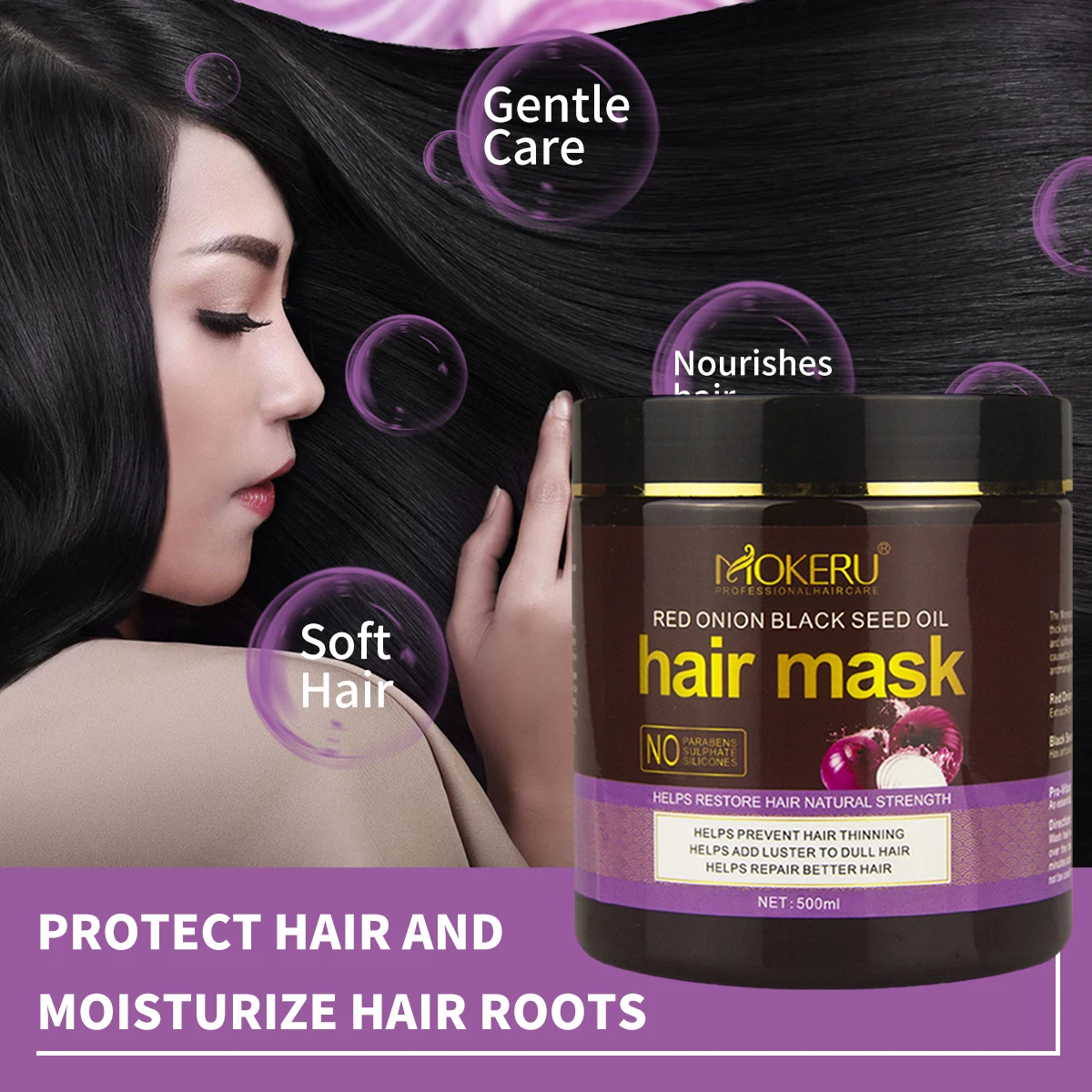 Mokeru Red onion Hair Mask Daily care at home Hair mask for Women Nourishes the ends repairs damaged hair curly hair products500