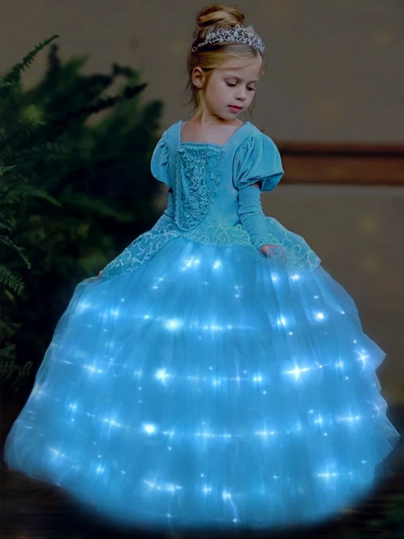 Robe De Princesse Cendrillon Costume LED Lumineux Robe Princesse