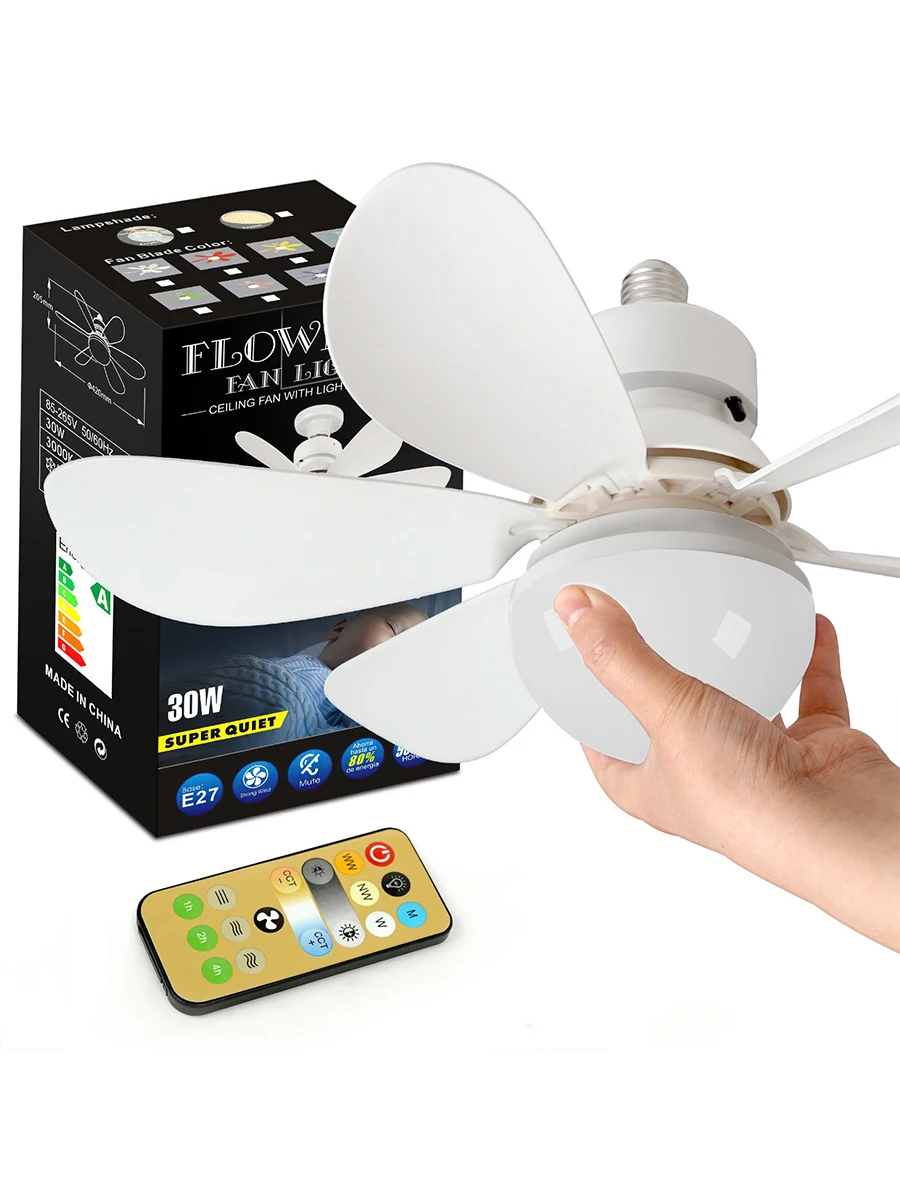 LED 30W ceiling fan light E27 remote dimming function suitable living room study home use ceiling fan led ceiling fan lights led fan light