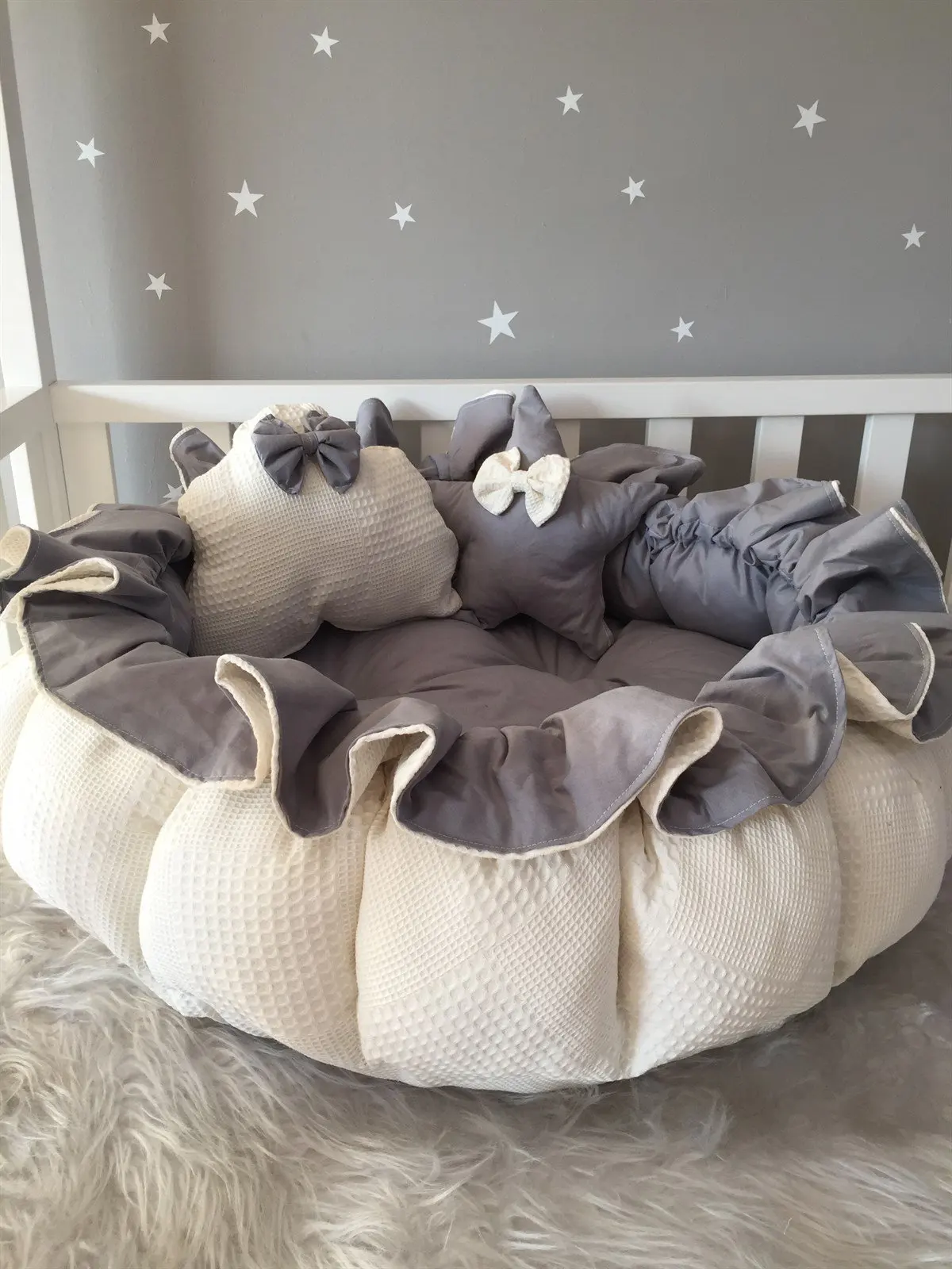 

Выдвижной Складной Игровой Коврик ручной работы из ткани пике с рюшами