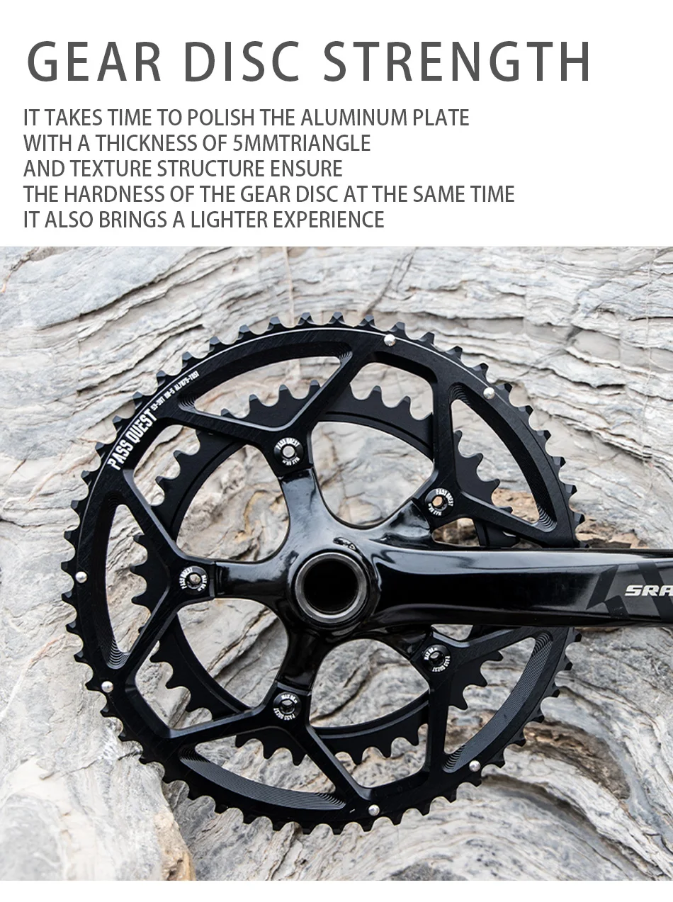 PASS QUEST Foldable Road Bike Chainring 5-Arm 110BCD 2X crankset