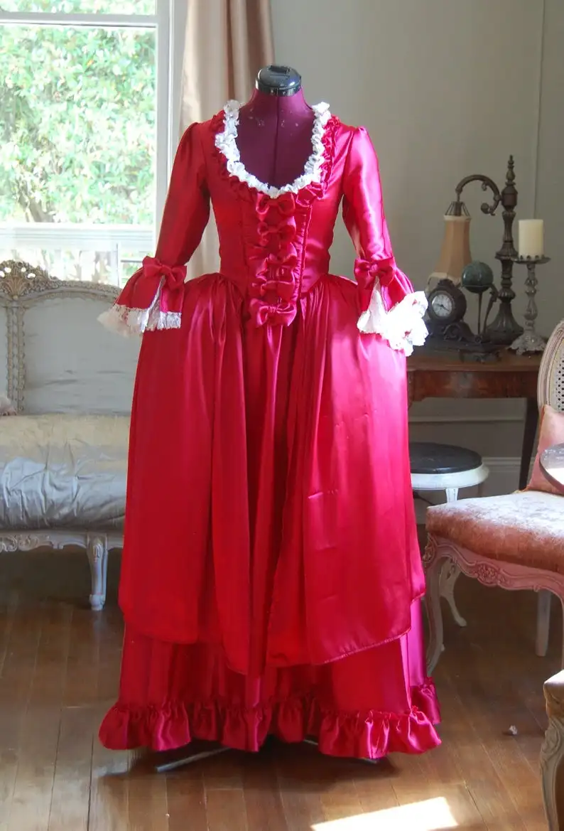 

1770s Рококо Мария Антуанетта красные бальные костюмы, французское Королевское вечернее платье принцессы, свадебное платье на заказ