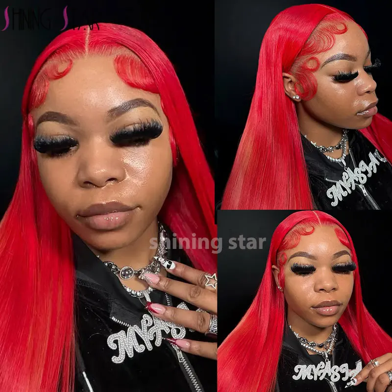 30 34 Inch Hot Red 13x6 Hd Lace Frontal Wigs Human Hair Wig Brazilian Red Colored Body Wave 13x4 Lace Front Wig For Black Women 4