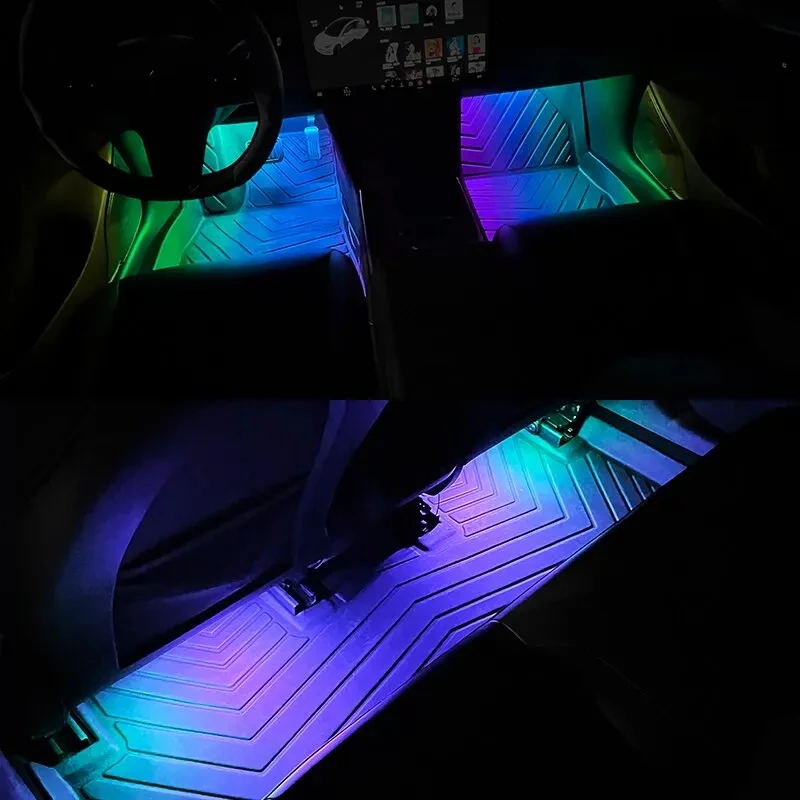 네온 LED RGB 자동차 언더글로우 하단 조명, 원격 및 앱 제어, 유연한 방수 LED 스트립, 자동차 언더바디 조명, 장식 램프