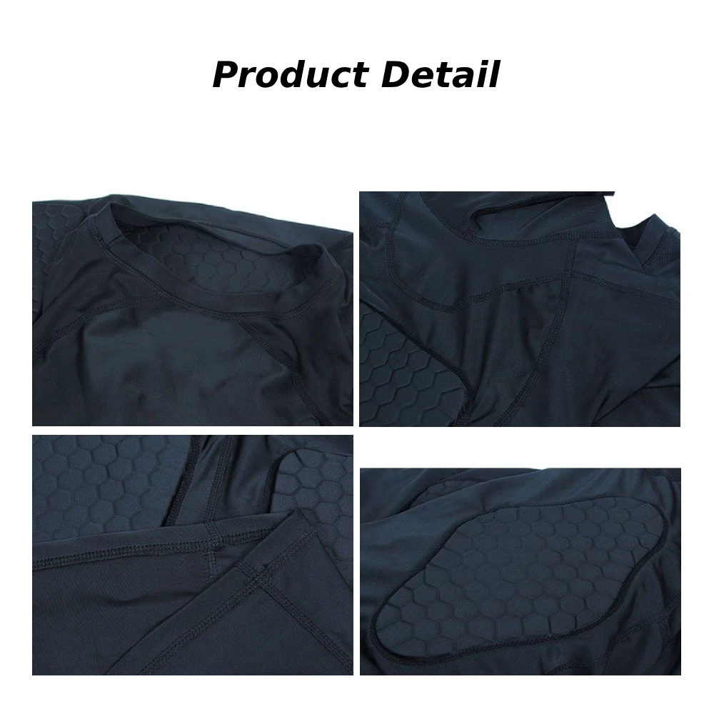 Youth Adult Padded Compression Shirts Long Sleeve Chest Protective Sports Workout for Football Hockey Rugby Protective Clothes