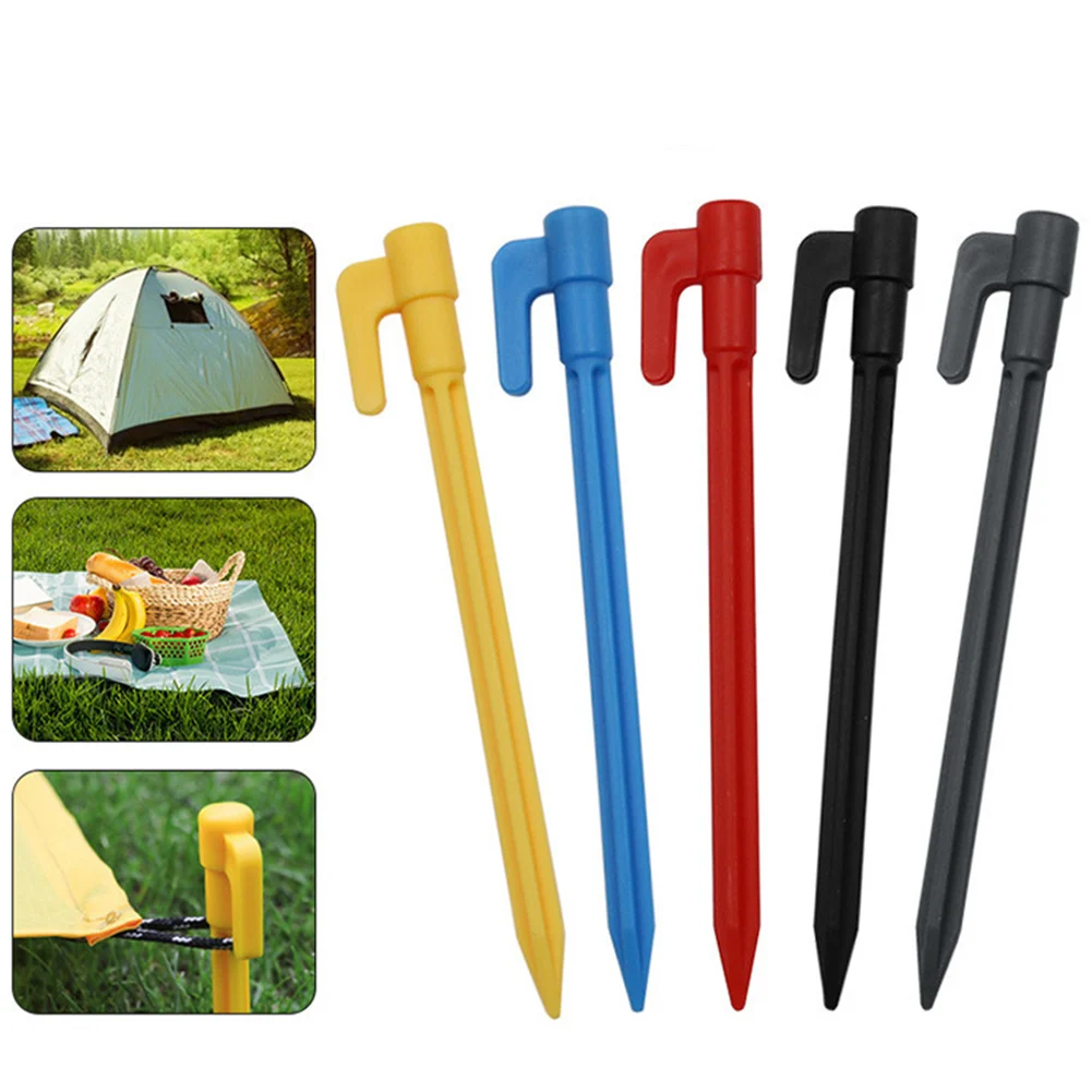 PlasticTentPegsNailOutdoorTravelCampingTentStakesPegsPlasticWindproofBeachMatNails