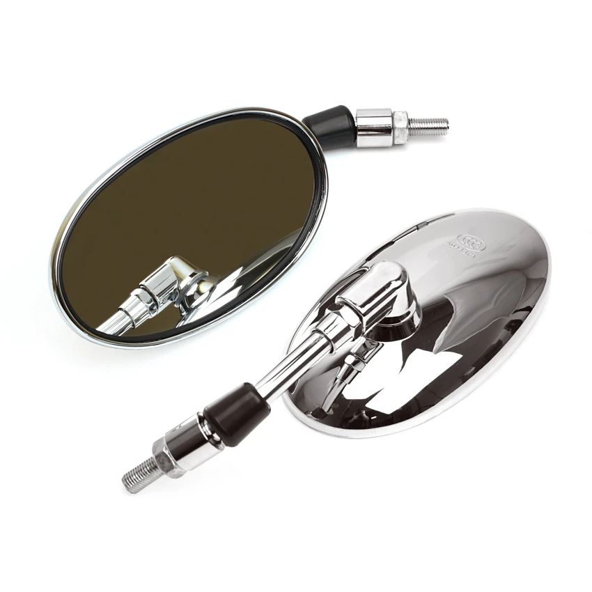 Oval Retro Mirror 10mm Motorcycle Chrome Rearview Side Mirrors Universal For Yamaha Cafe Racer Chopper Motorcycle Ac