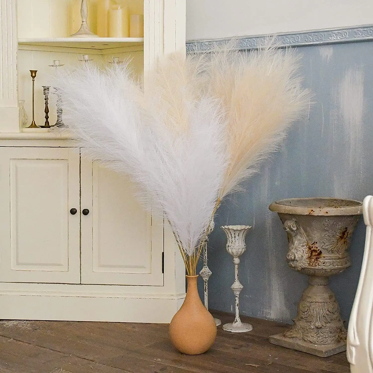 4 PCS Faux Pampas Grass Large 46/3.8FT Tall Artificial Pompous Grass for  Floor US