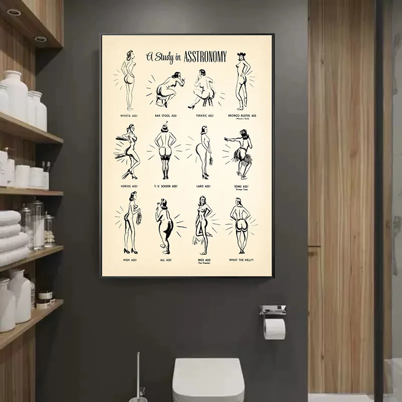 Funny A Study In ASStronomy Butt Shapes Print Poster Canvas Painting Vintage Ass Diagram Wall Art For Bathroom Home Decor