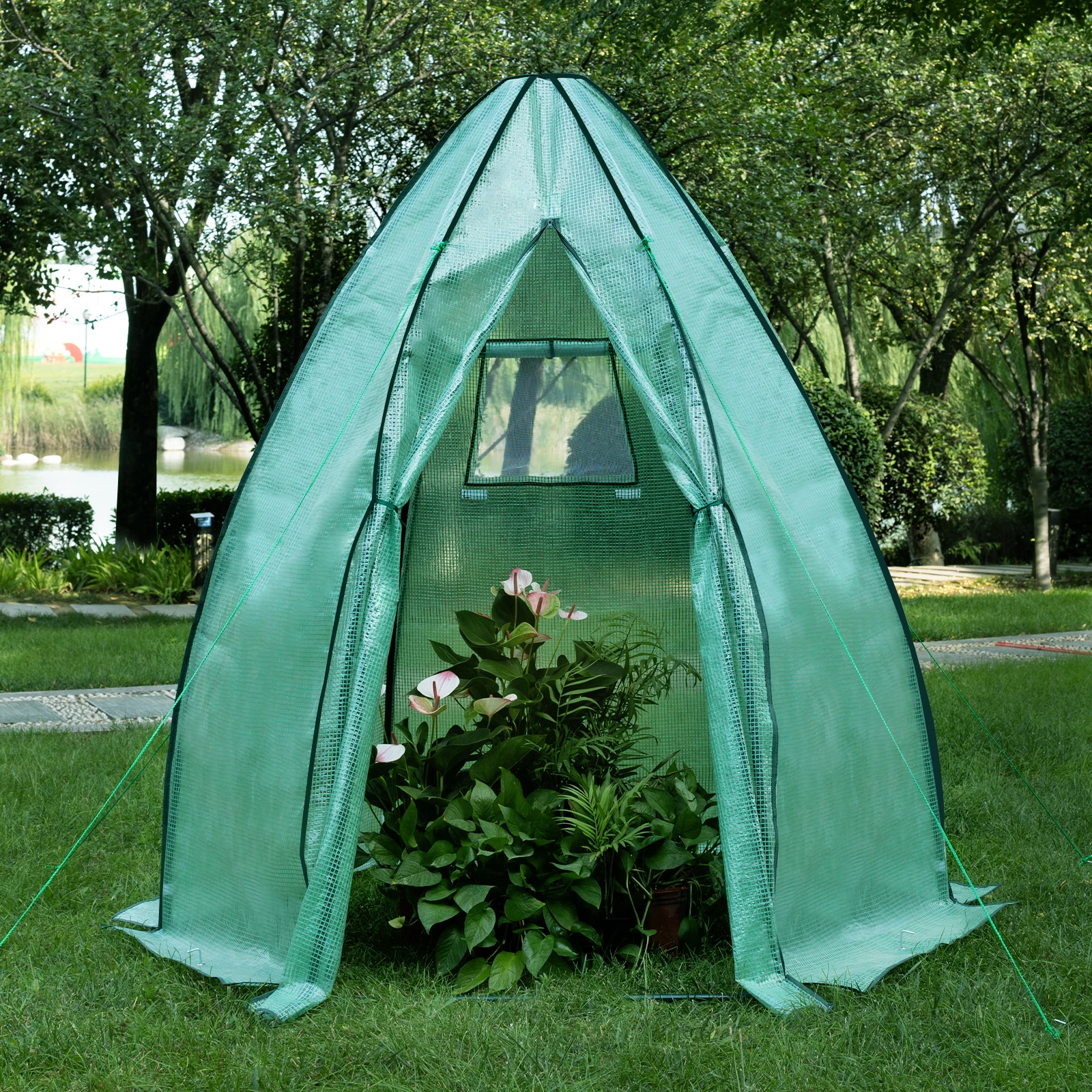 überwinterungszelt für Pflanzen, 98x98x98CM Pop up Gewächshaus