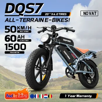 [Forma di nave UE] Bici elettrica DEEPOWER QS7 20" Fat Ebike Pneumatico 48V35Ah Batteria E Mountain Bike per uomini e donne adulti Velocità 50 km/h