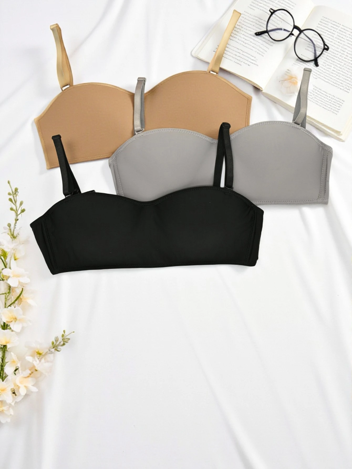 BRW6071A Brasier Top Sin Varilla Push Up, Diseño Liso Elegante y Cómodo