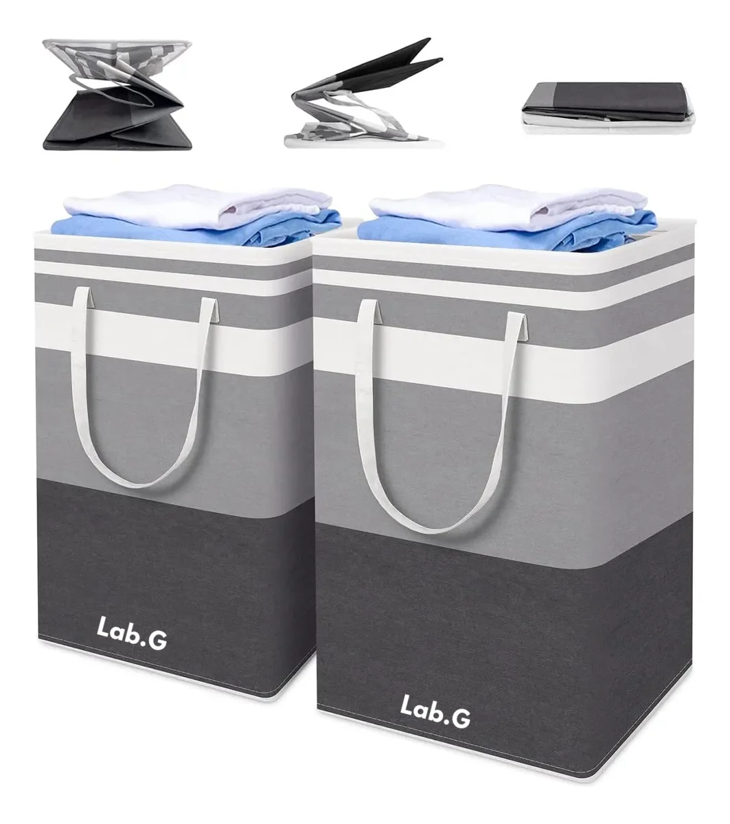 Cestos Plegables Grandes 2 Pz Gris de 75 Lt LAB.G