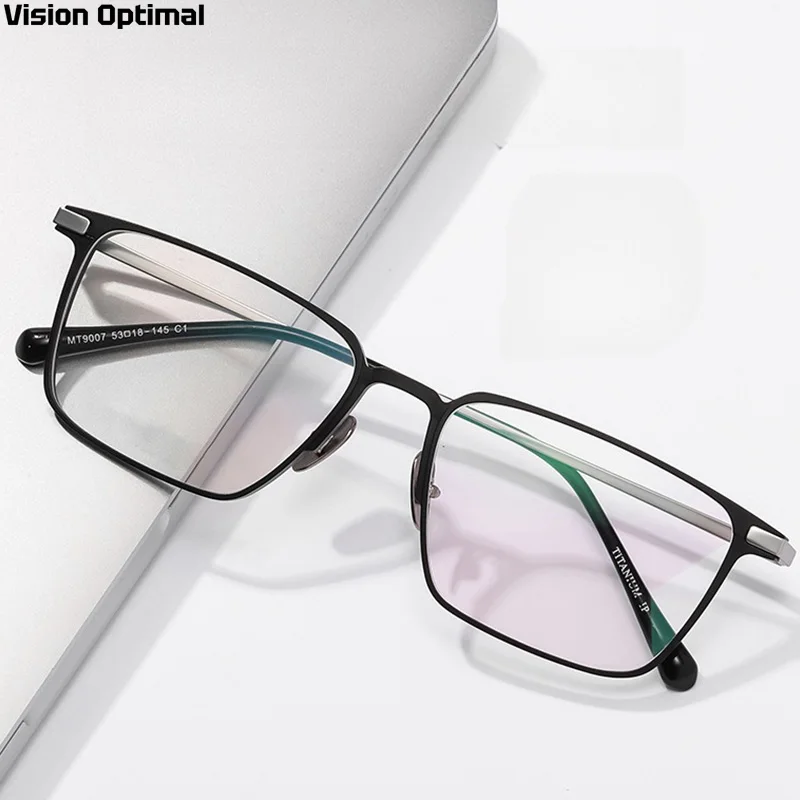 

Vision Optimal Men Business Rectangle Ultra Light Pure Titanium Frame Optical Prescription Anti Blue Light Glasses 9007