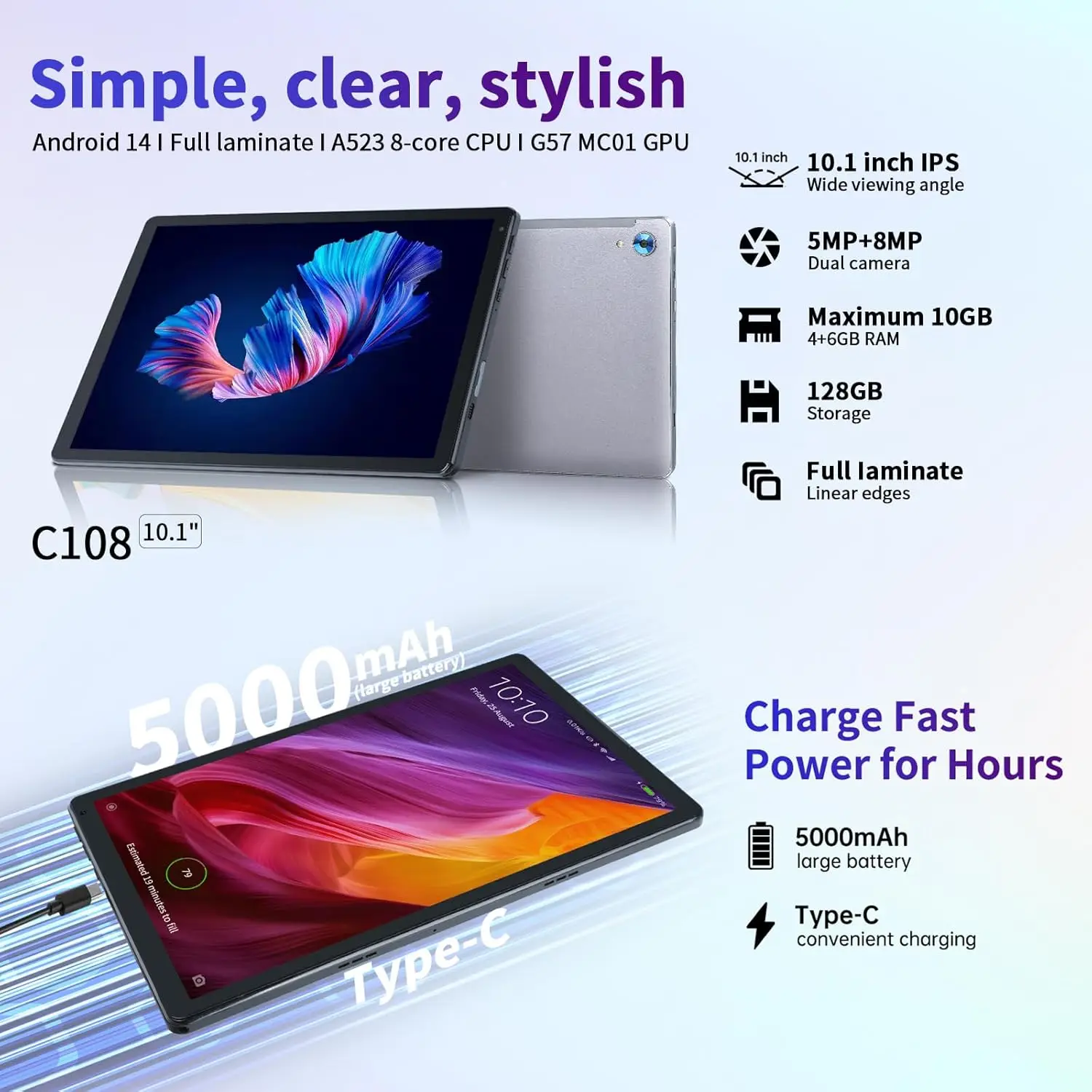 Android Tablet 10.1インチ 8GB RAM 128GB ROM Amazon.com : Android Tablets 10 inch with 128GB Storage, 8GB