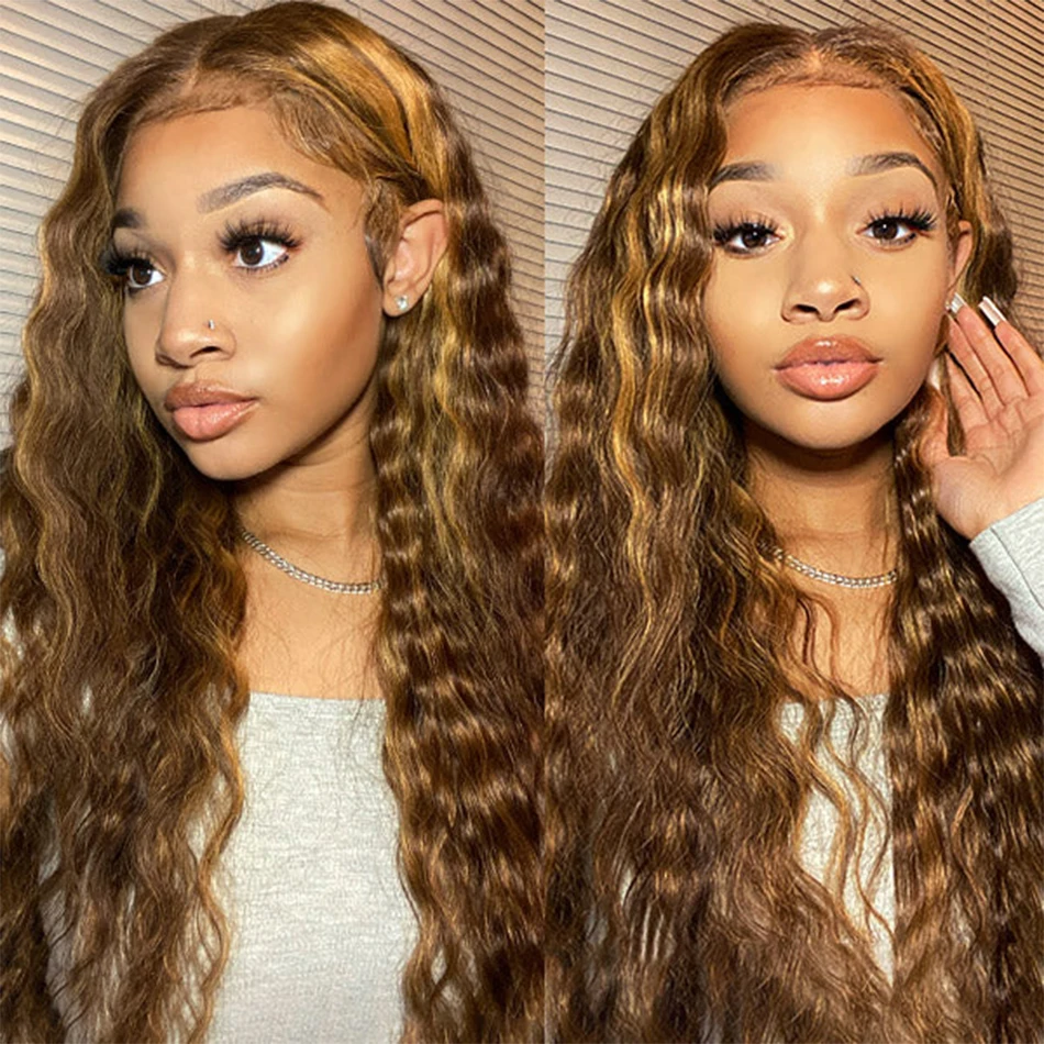 

Highlight 13x6 Hd Lace Front Wig Glueless Wig Human Hair Ready To Wear And Go 13x4 Pre Cut Honey Blonde Deep Wave Frontal Wig