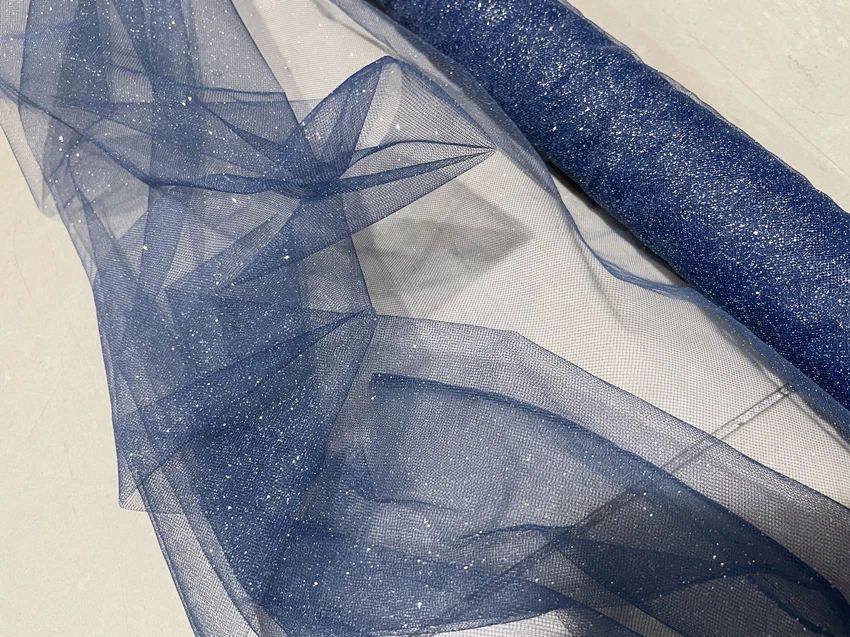 Purple Champagne Fine Glitter Crystal Mesh Tulle Wedding Dress Fabric