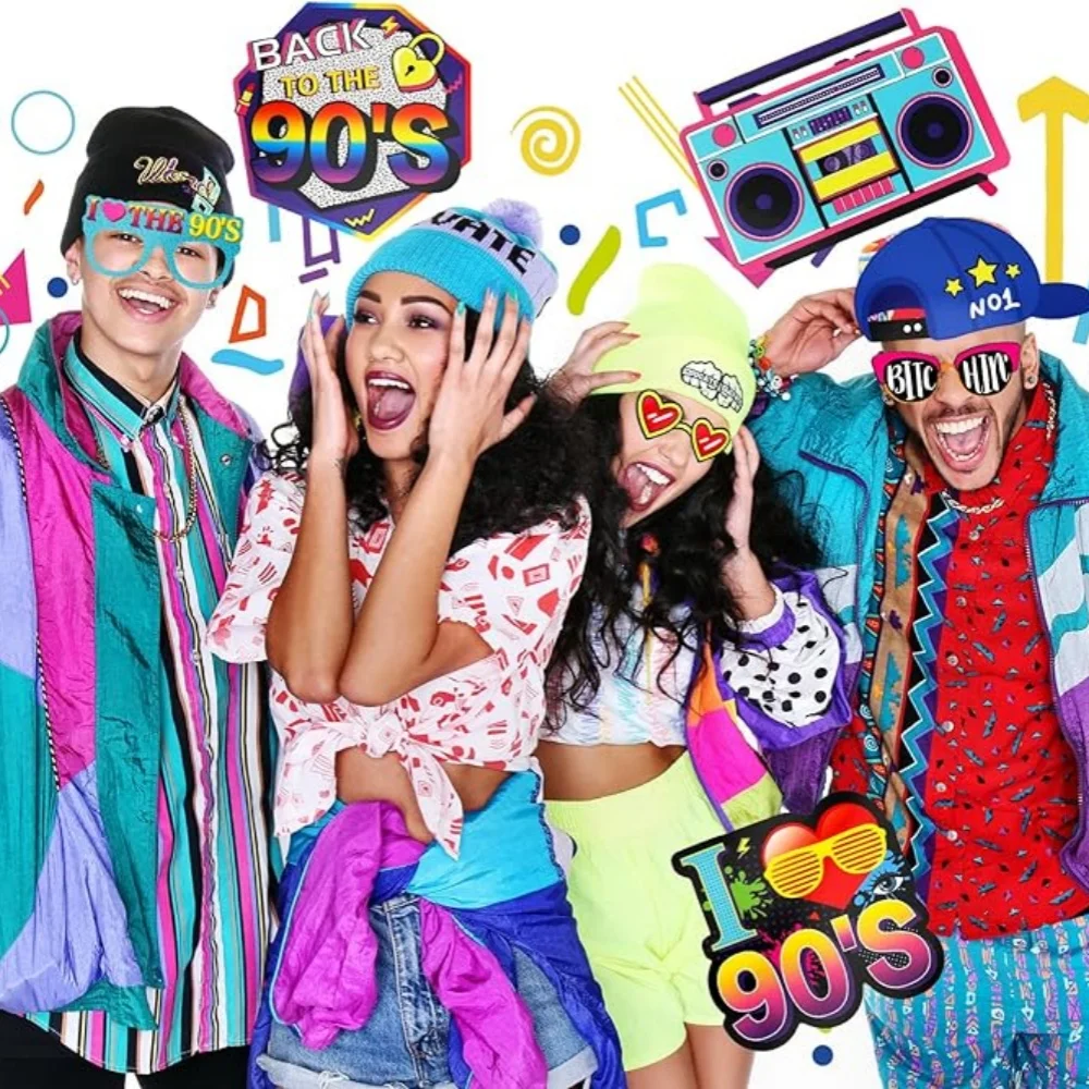 Paper Handheld Lifting Photo props 90s Antique Machine Theme Birthday Parties Entertainment Parties 25pcs