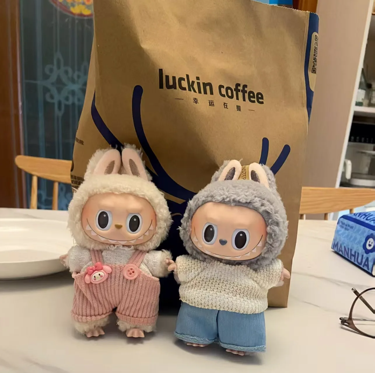 Labubu V1/V2 Doll Clothes: Strap Pants & Skirt Overalls Set with Accessories photo review