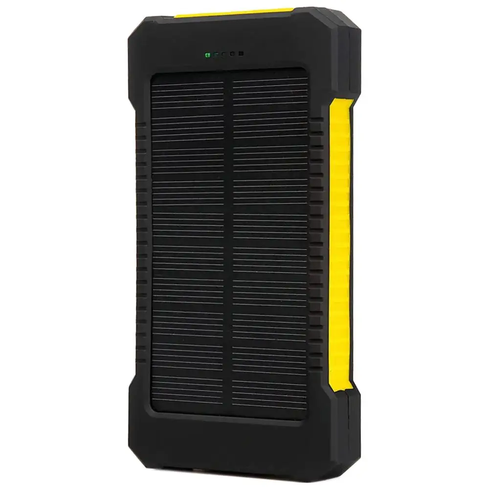 Banco de energía solar, MXRGO-001, 1Pza, 20000 mAh, Negro/Amarillo, Batería recargable solar