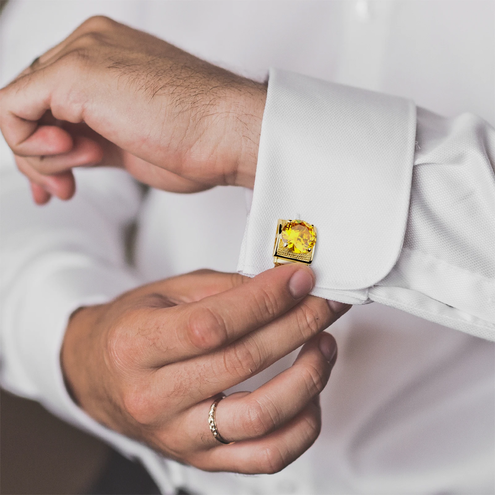 Mens Crystal Cufflinks with Chain-luxury Shiny French Shirt Cufflinks wedding business gift accessories Birthstone cuff HAWSON For Mens Cufflinks