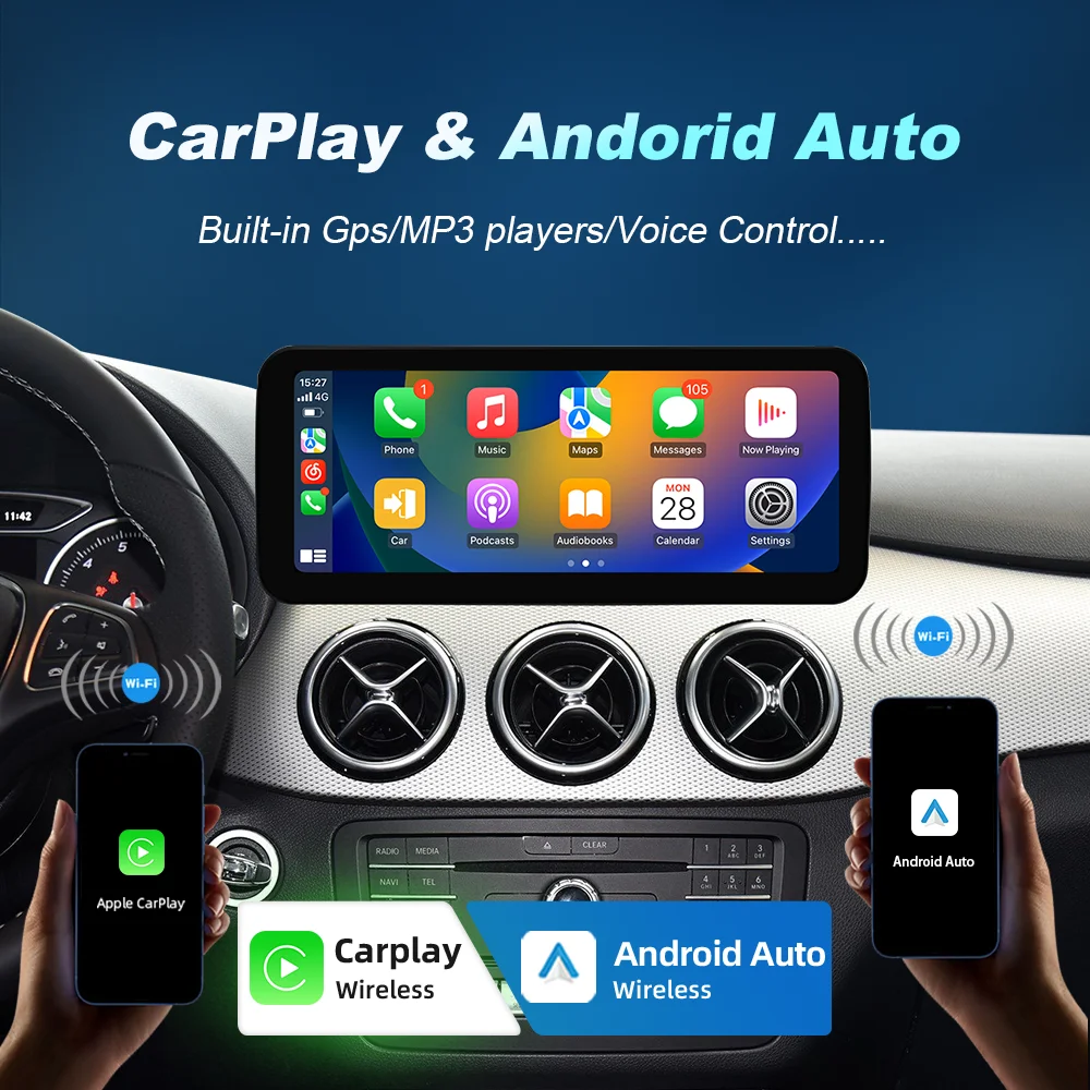 Sistema Multimedia Inalámbrico CarPlay Android Auto para Mercedes Benz Clase B W245 W246 2011-2019, Pantalla Inteligente con Navegación 4