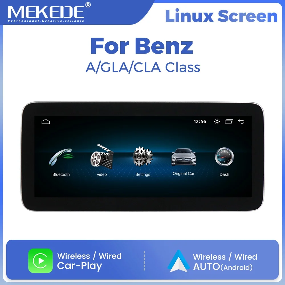 MEKEDE 12,5-Zoll Linux Wireless Carplay Android Auto Autoradio für Mercedes Benz A-Klasse W176 GLA X156 CLA C117 BT Autolink GPS
