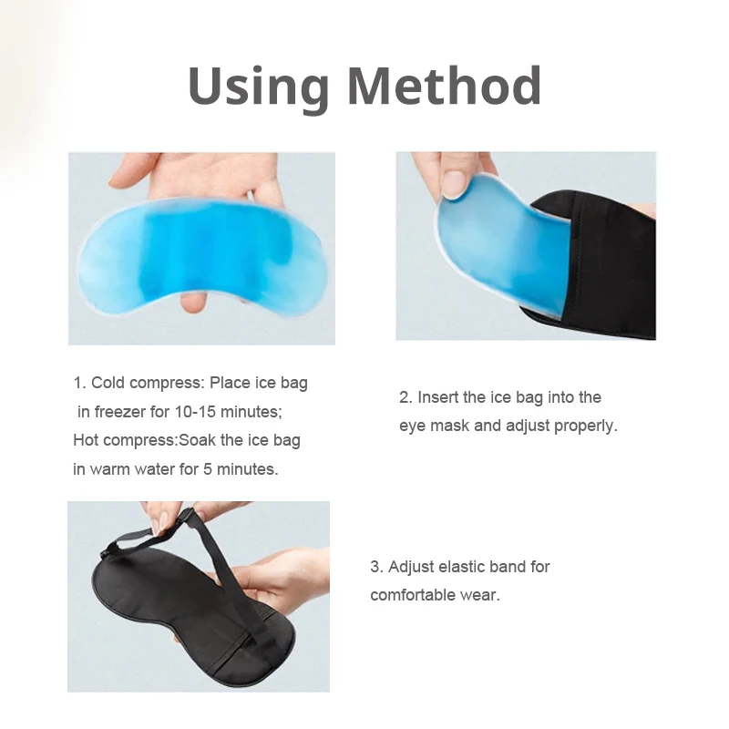 Sleep Light Blocking Eye Mask and Gel Cold Ice Pack Double-Sided Ice Silk Warm Cool Sleep Eye Mask for Travel Sleeping 6