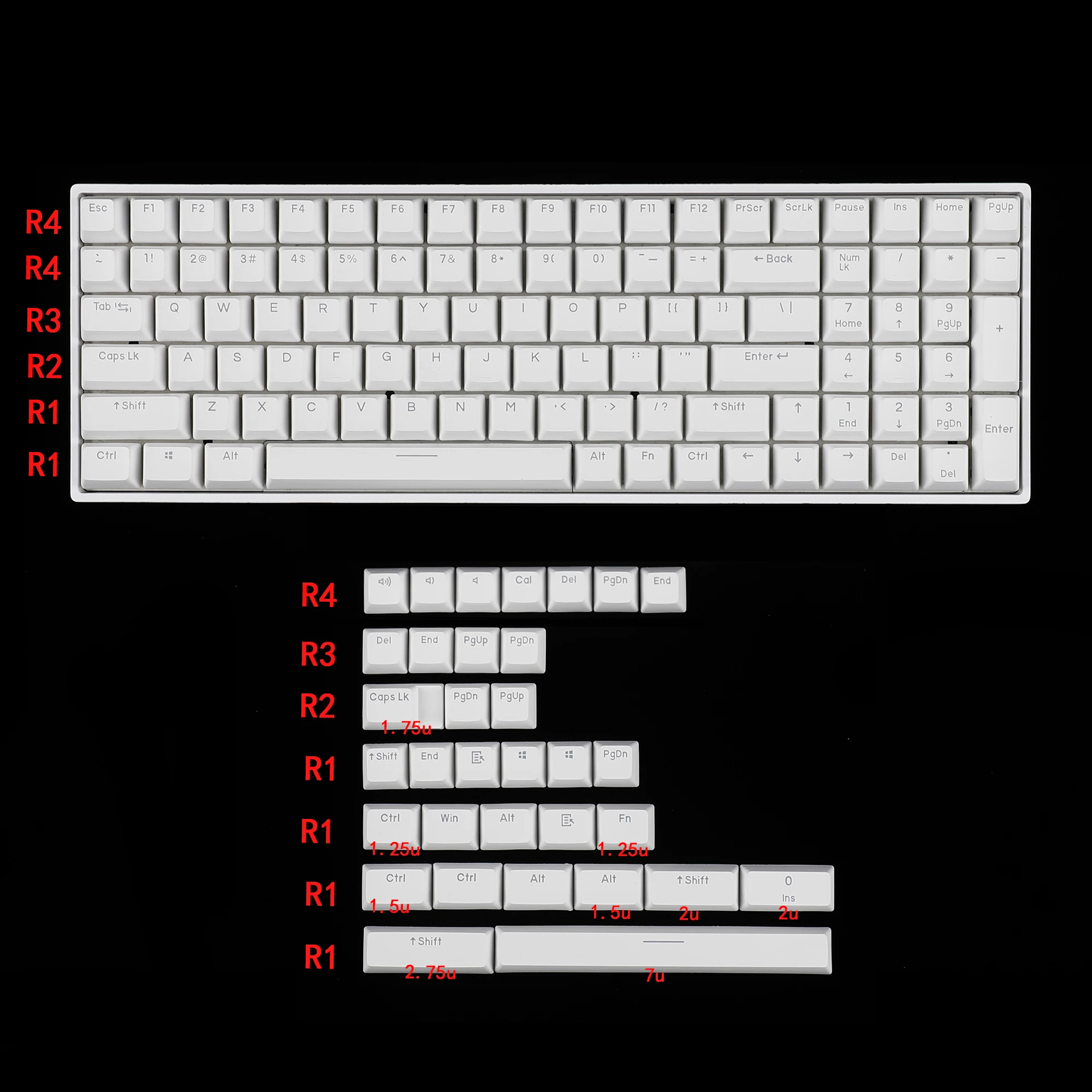 Rsa Forma de Bola Branco Grosso Pbt Duplo Tiro Brilhar Através Backlit Keycaps para mx Teclado Mecânico 108 96 87 84 68 64 61 133 - Imagem 3