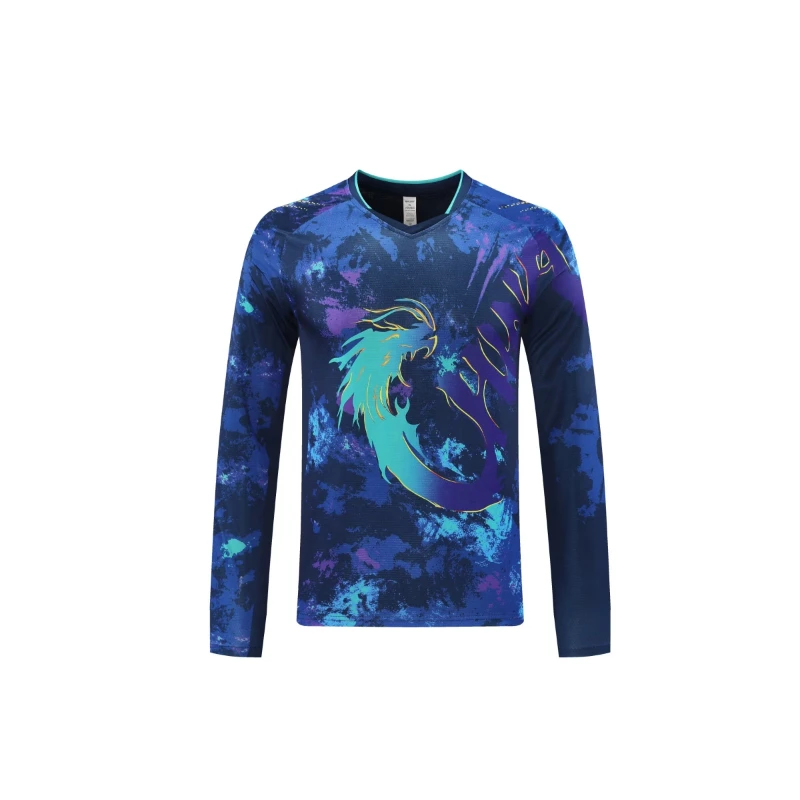 China Dragon Long Sleeve Table Tennis Shirt Red Blue Chinese Team Badminton Jersey For Men Women Can Print Team Name