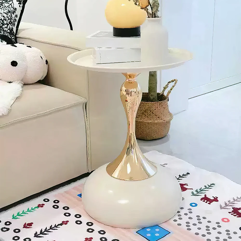 Nordic Light Luxury Side Table Fashion Hourglass Design Coffee Table Space-saving Small End Table for Home Living Room Sofa Balcony