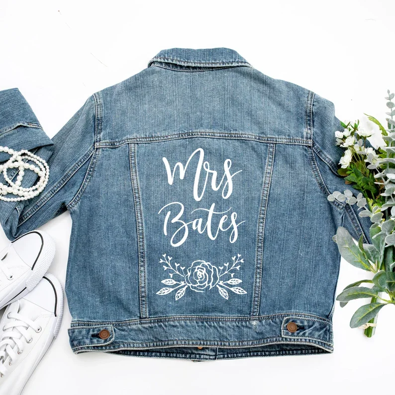 Personalised Mrs Jacket Gift for Bride Denim Jackets for Wedding Gorgeous Luxe Custom Jean Coats Bridesmaid Future Mrs Outfits