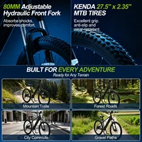 Vélo de montagne électrique Varstrom 27,5 pouces, batterie amovible 36V 15Ah, moteur arrière 250W, vélo électrique adulte eMTB, freins à disque hydrauliques, nouvelle version 2026 2