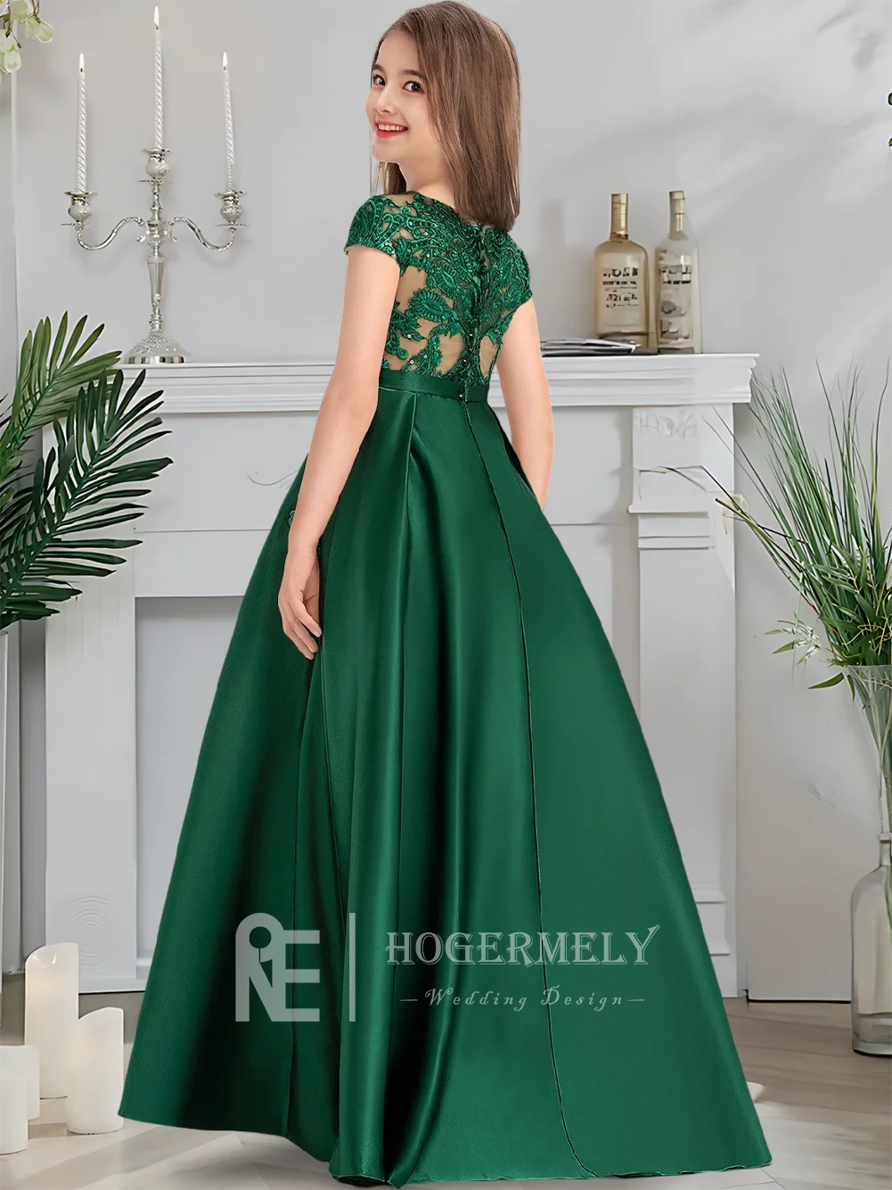 green emerald velvet dress BABARONI Long Sleeves Modest Junior Bridesmaid Dresses Emerald, Emerald / J4