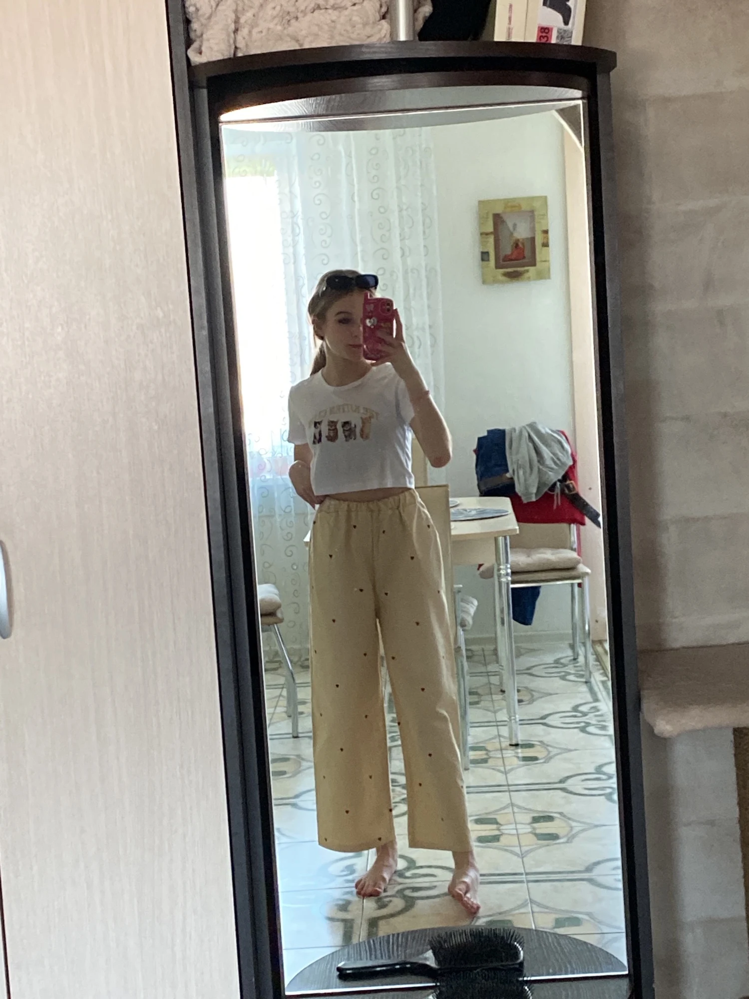 Korean Style Women Sports Pants Cute Wide Leg Pants Fashion Love Print Jokers Trousers Female photo review