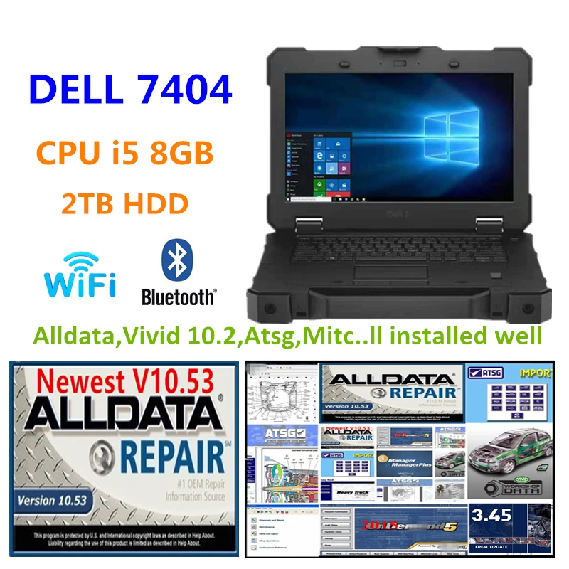 

For Dell Latitude Extreme 7404 CPU i5 8G Ram Laptop with 2TB HDD Auto Repair Alldata,Mitch..ll,Atsg,Vivid 10.2 preinstalled well