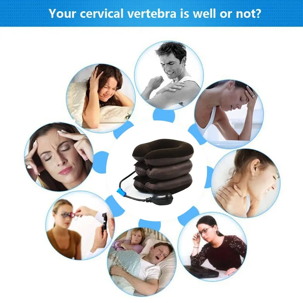 Inflatable Collar Neck Cervical Vertebra Traction Soft Brace Device Headache Head Back Shoulder Neck Pain Tractor Massage