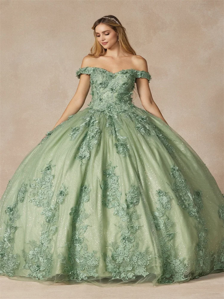 

Flower Appliqué Off-Shoulder Ball Gown Strap-Shoulder Deep V Neckline Floor-Length Mermaid Evening Gown
