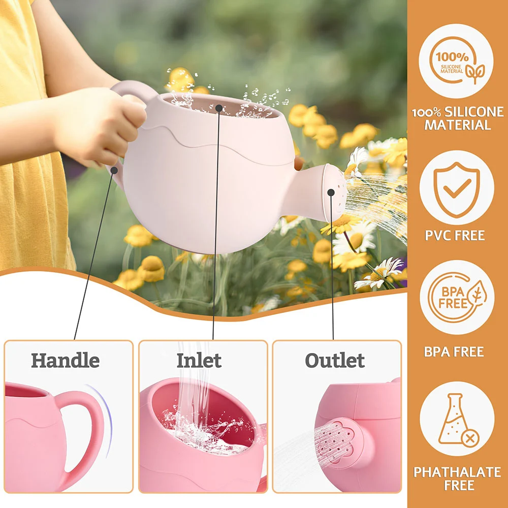 1PC Sprinkler Watering Can Cute Cartoon Garden Kids Home Silicone Flowers Bottle Beach Spray Bath Toy Early Education — view 6