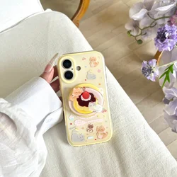 Charming Cherry Kitten Phone Case with Magnetic Stand & Shockproof Design for iPhone 16 Pro Max (SI230 - 2 - With Holder)