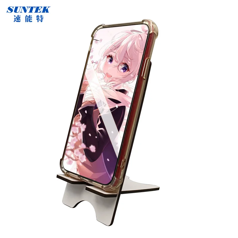 New Design Rectangle Cellphone Stand Sublimation MDF Wooden Phone Holder