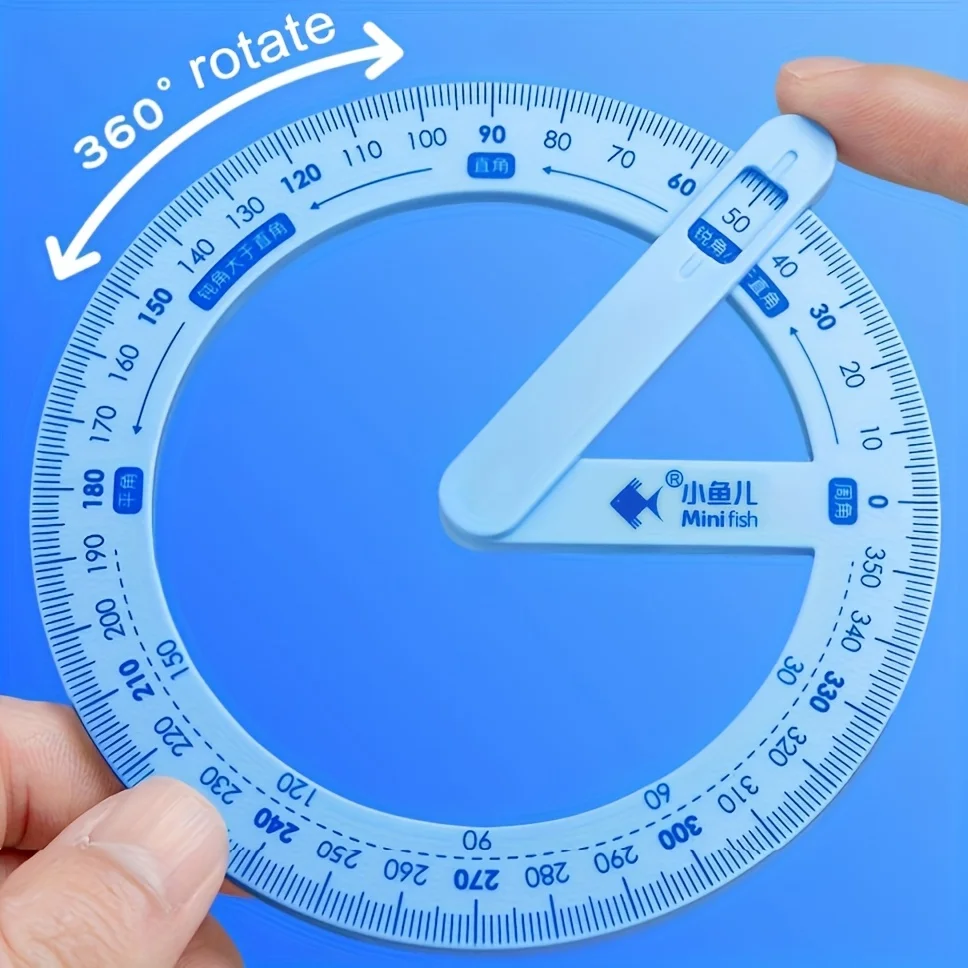 무작위 색상의 4팩 세트 360도 회전 각도기 - 그리기용 정밀 각도 측정 도구, 내구성 있는 플라스틱 소재, 필수 사무용품, 교실 학생용 데스크탑 문구류, 홈 오피스 책상 장식, 데스크탑 수납용품