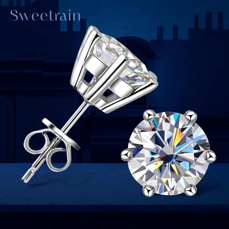 0.5-2ct Moissanite Diamond Stud Earrings 18K Yellow Gold Plated 925 Silver Wedding Earring for Women Men Luxury Jewelry with GRA - Image 11