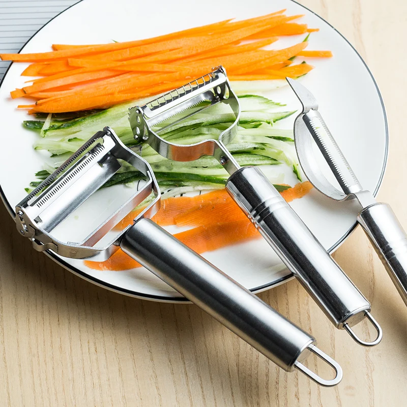 1pc Stainless Steel Dual Blade Vegetable Peeler - Commercial Grade Julienne  Cutter, Slicer, Shredder, Scraper - Fruit, Potatoes, Carrot, Cucumber - Ki