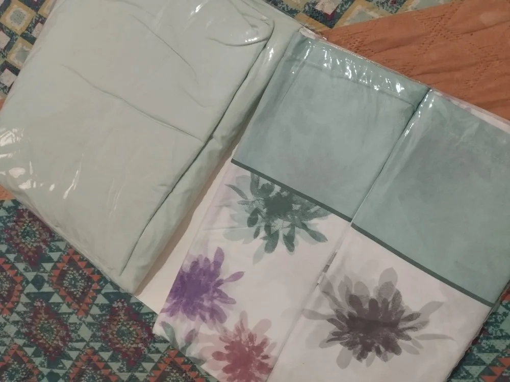 Juego de sábanas ligero, suave, fresco. Azul, Rosa, Gris, Verde. Juego de Cama 100% Microfibra tacto Satén. Cama de 150, 135, 90 y 105. Primavera, Verano. Dormitorio Elegante, Alegre, Colorido,Luz photo review