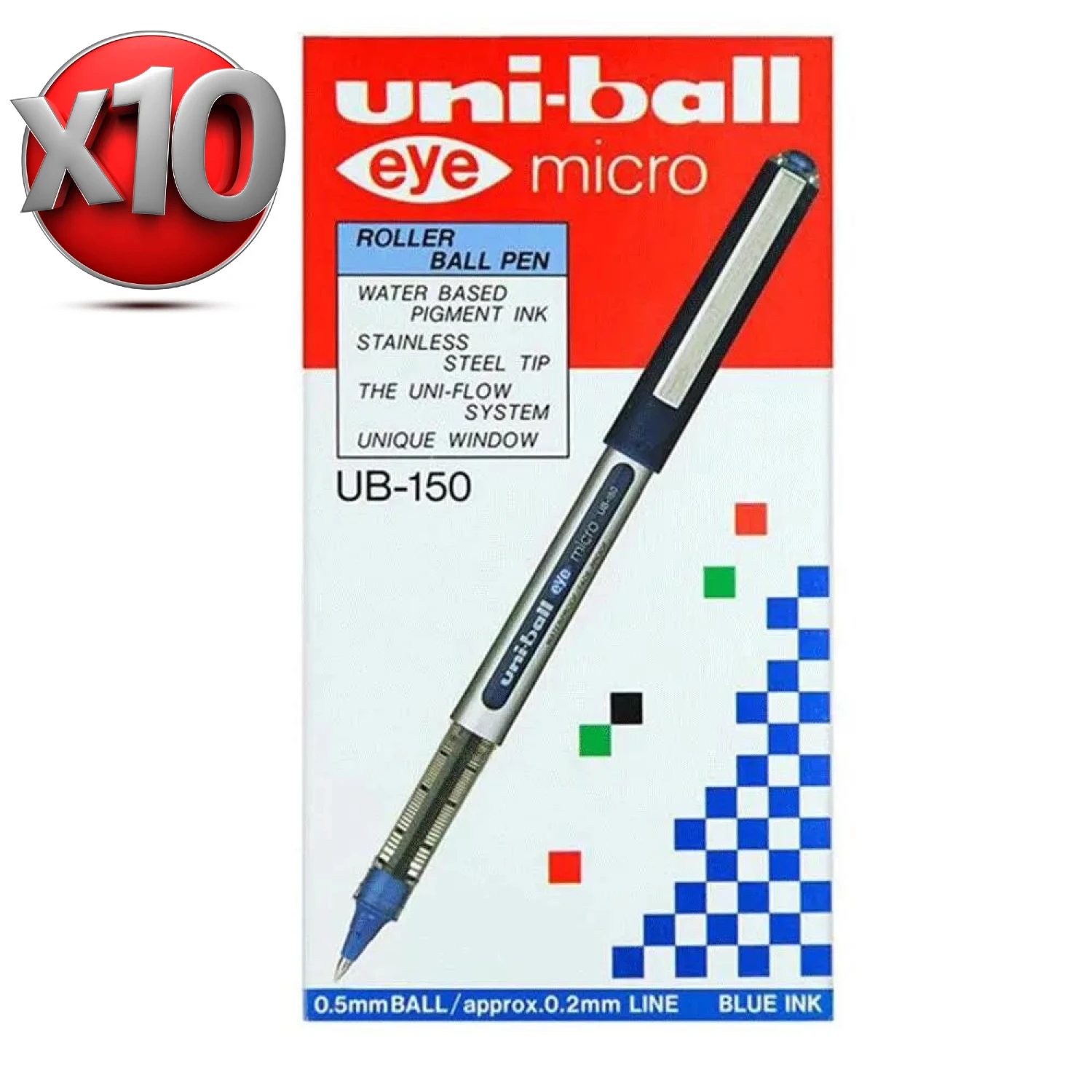 

Uni-Ball Eye Rollerball Pen Micro UB-150, 0.5 mm, 10 pcs. High Quality Brand, Office Writing Supplies (Color Optional)