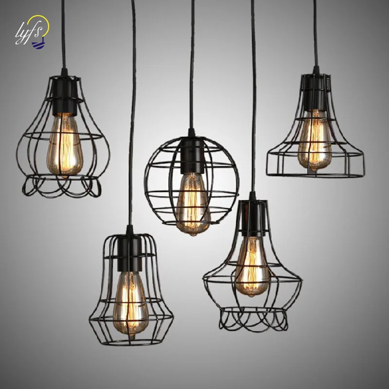 

Nordic LED Pendant Lights Indoor Lighting Hanging Lamp Room Decoration Bedroom Living Room Restaurant Retro Iron Birdcage Light